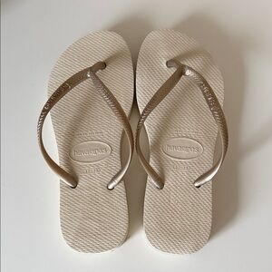 Havaianas Beige Slim Platform Thong Flip Flops 7/8